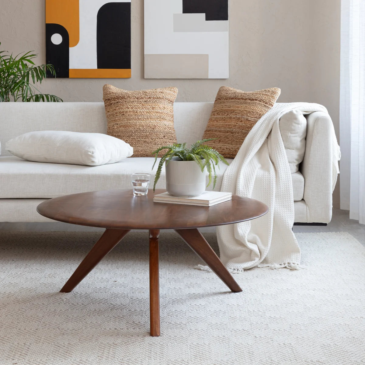 Kaysee 38" Round Solid Wood Coffee Table