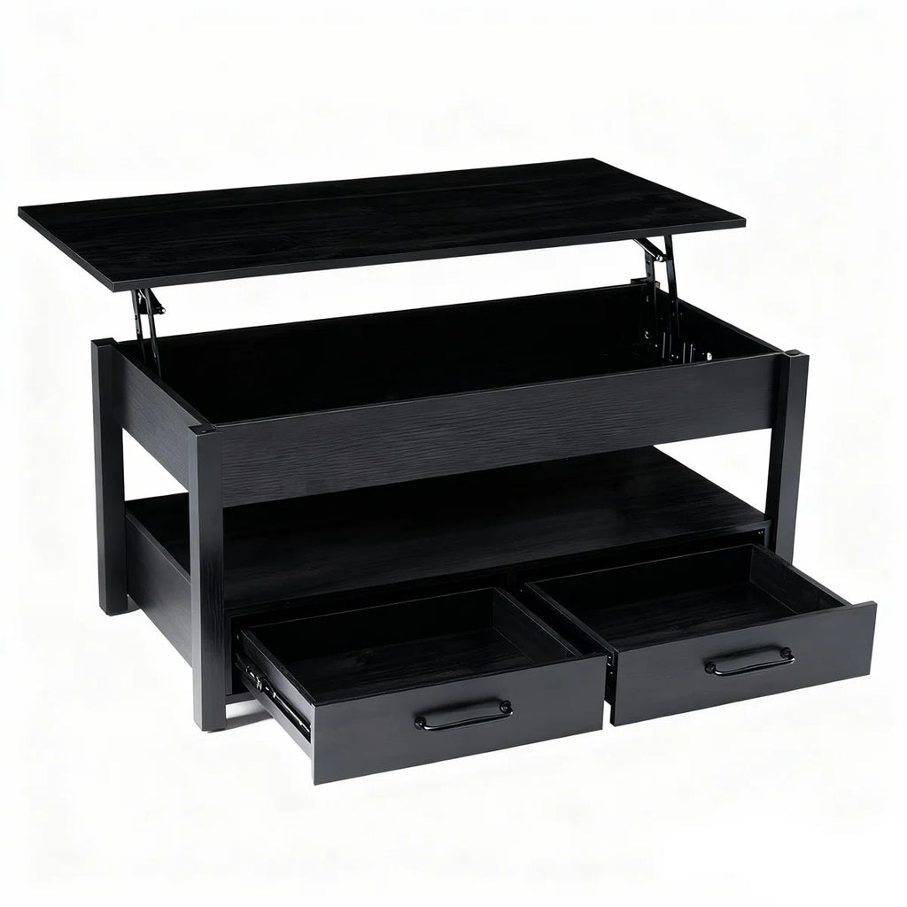 Lift Top Coffee Table with Drawers and Hidden Compartment