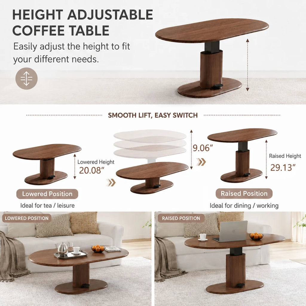 2-in-1 Pneumatic Lift Coffee Table