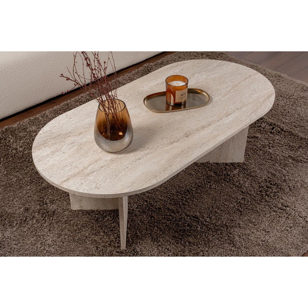 Modern Coffee Table, Travertine Color, 120 x 40 x 60 cm, 100% Melamine Coated Particle Board