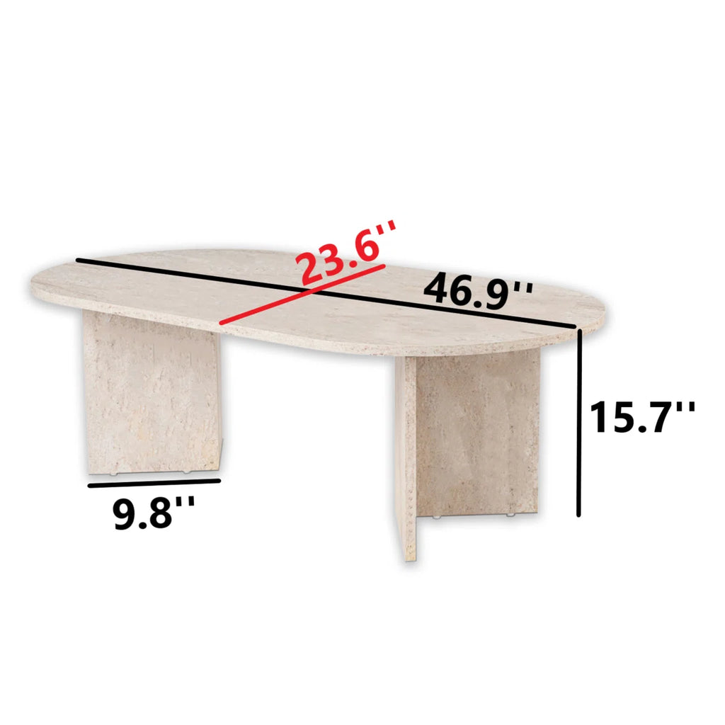 Modern Coffee Table, Travertine Color, 120 x 40 x 60 cm, 100% Melamine Coated Particle Board